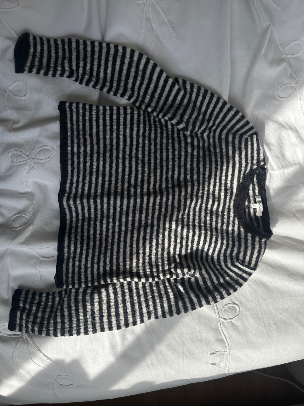 Madewell Black and Gray Striped Knit Sweater